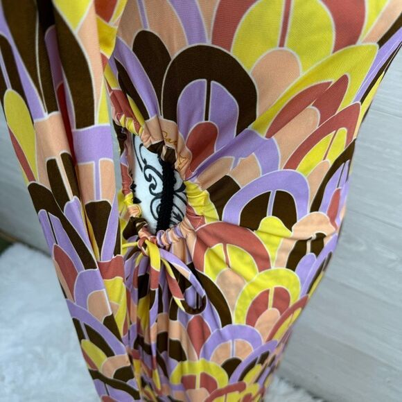 NWT Cara Cara Celeste Geo Lavender Zest Side Cut Out Jersey Knit Midi Dress XS - Picture 8 of 12